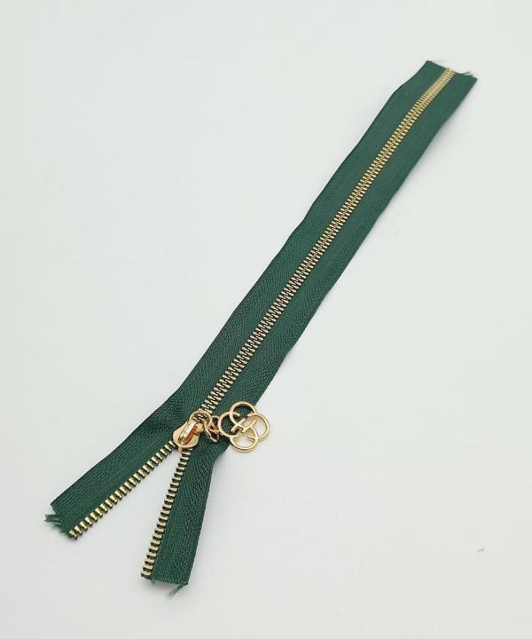 Çanta Aksesuar Başlıklı Fermuar 30 Cm Light Gold Metal Zümrüt Yeşili - Image 1