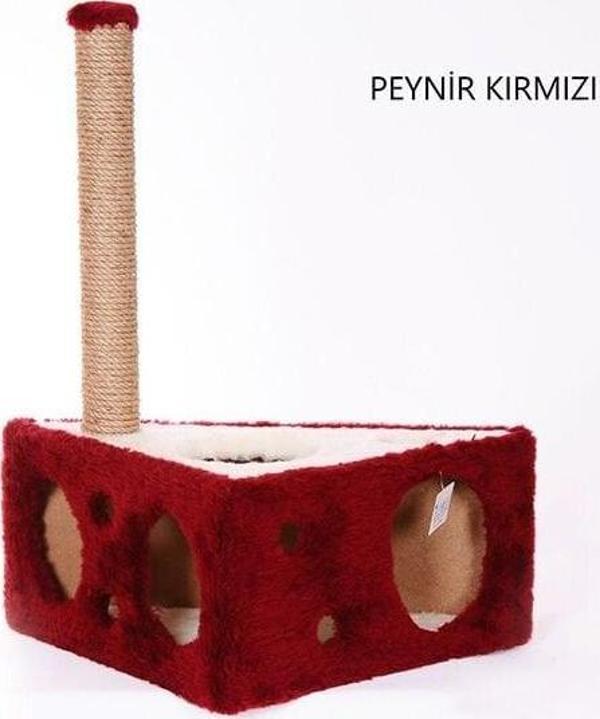 Cat Hause Y04 Peynir Şeklinde Kedi Tırmalama Evi Kırmızı 67 Cm - Image 1