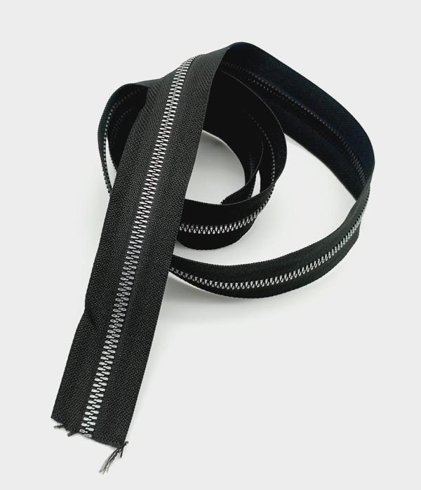 Çanta Aksesuar Ortası Gümüş Fermuar 100 Cm Siyah Renk - Image 1