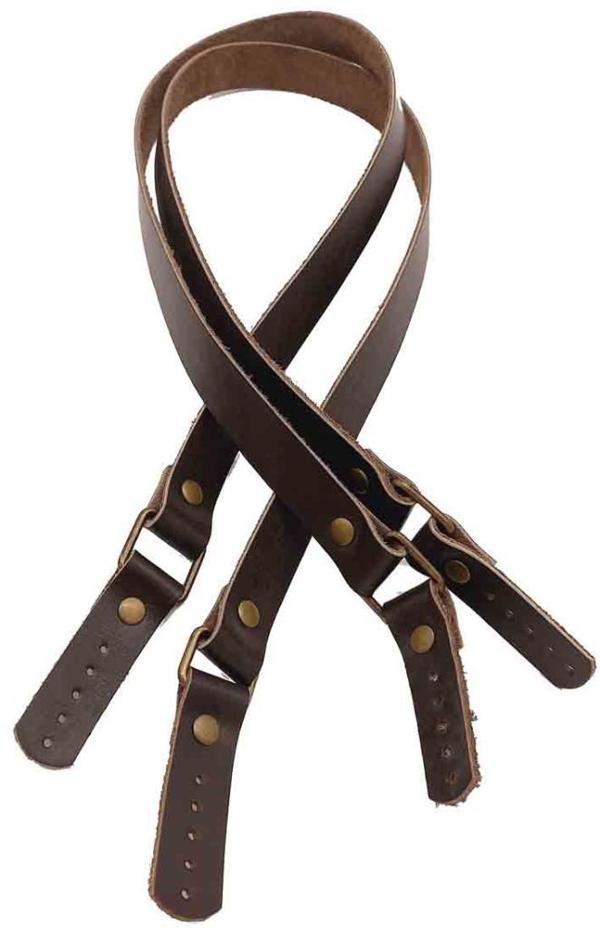 Çanta Aksesuar Koyu Kahve Renk Karedört Model Gerçek Deri Çanta Sapı (Antik Metal) - Image 1