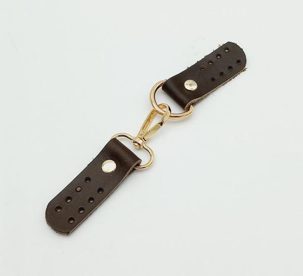 Çanta Aksesuar Gerçek Deri Kancalı Böce (Kilit) Kahverengi Light Gold Metalli - Image 1