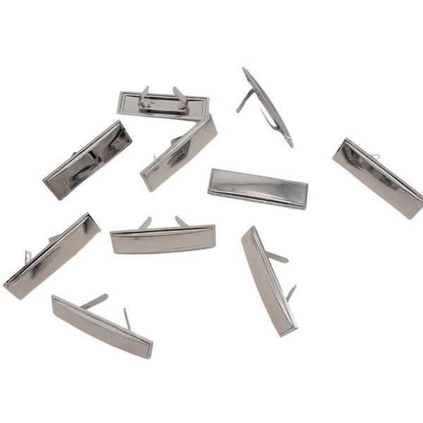 Çanta Aksesuar 4.8x1.4 cm Metal Etiket Plaka Süs Gümüş Renk 10 Adet - Image 1