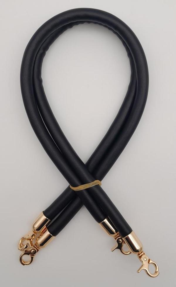 Çanta Aksesuar Çift Kordon Çanta Sapı Siyah Renk Light Gold Metalli - Image 1