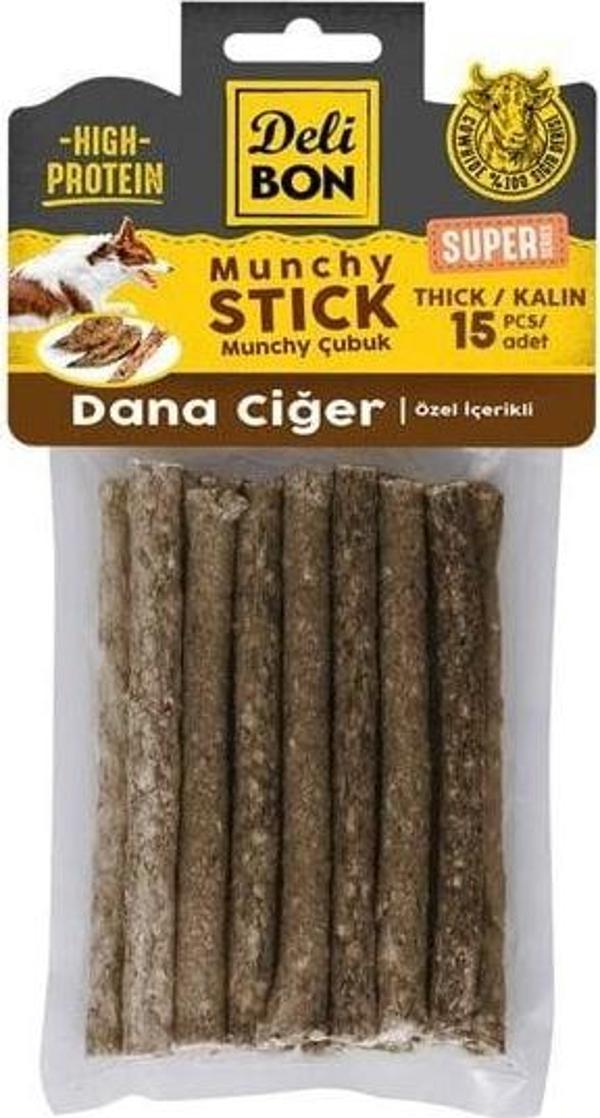 Delibon Süper Munchy Çubuk Dana Ciğerli Köpek Çiğneme Kemiği Kalın 15 Adet - Image 1