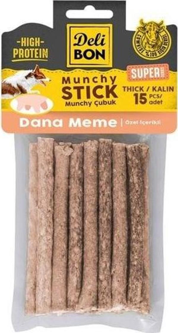 Delibon Süper Munchy Çubuk Dana Memeli Köpek Çiğneme Kemiği Kalın 15 Adet - Image 1