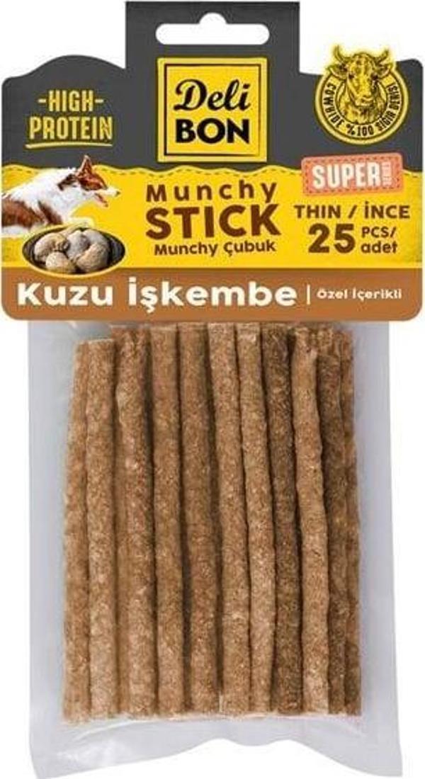 Delibon Süper Munchy Çubuk Kuzu İşkembeli Köpek Çiğneme Kemiği İnce 25 Adet - Image 1