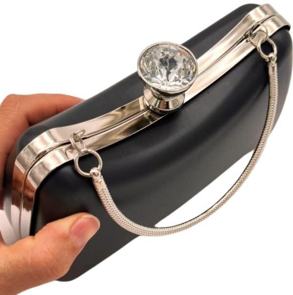 Çanta Aksesuar Abiye Çanta Kalıbı Tektaşlı Gümüş Metalli  (NO:65) - Image 1