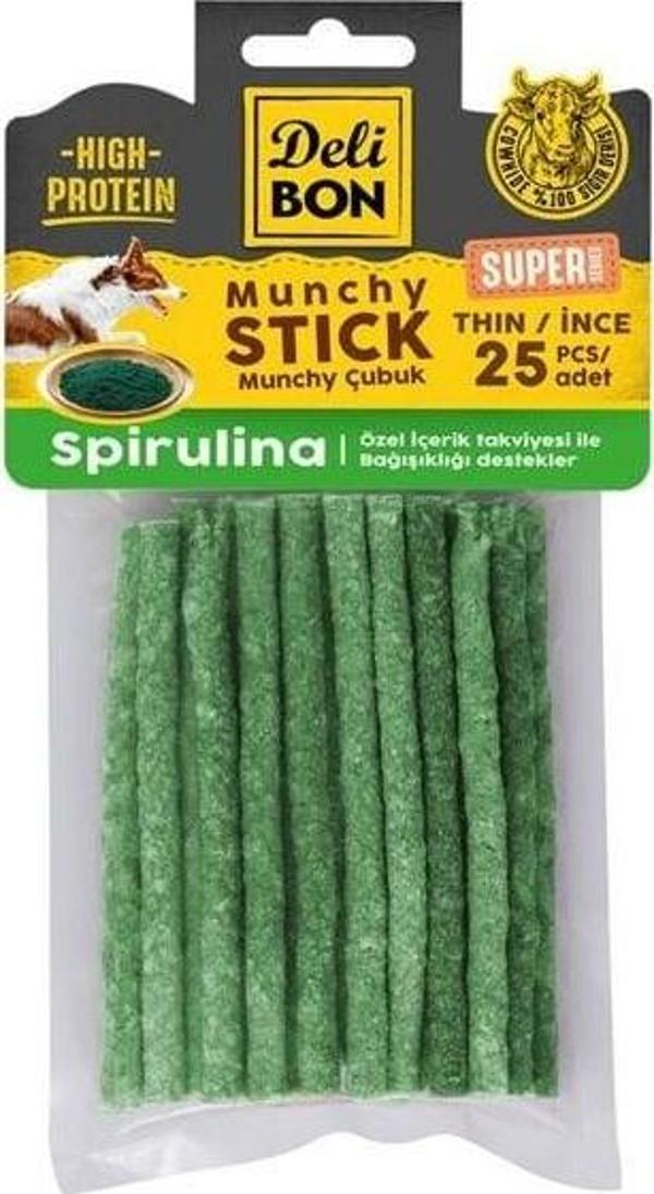 Delibon Süper Munchy Çubuk Spirulinalı Köpek Çiğneme Kemiği İnce 25 Adet - Image 1
