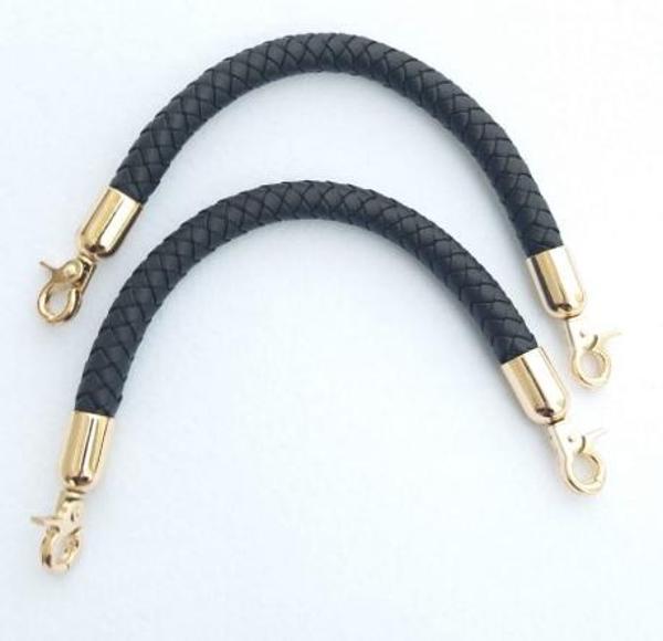 Çanta Aksesuar Örme Çanta Sapı, Siyah Renk 31 Cm Çift - Image 1