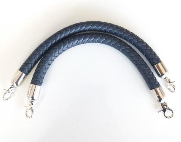 Çanta Aksesuar Örme Çanta Sapı Kısa Gümüş Metalli Lacivert - Image 1