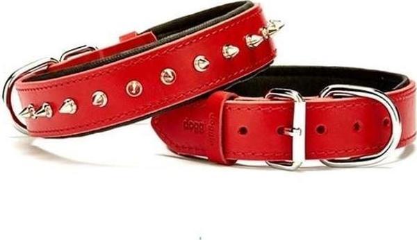 Doggie Comfort Deri Çivili Köpek Boyun Tasması Medium Kırmızı 3.5x47-55 Cm - Image 1