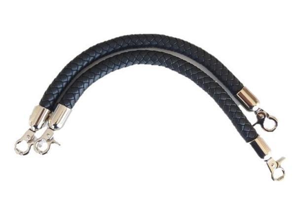 Çanta Aksesuar Örme Çanta Sapı Kısa Gümüş Metalli Siyah - Image 1