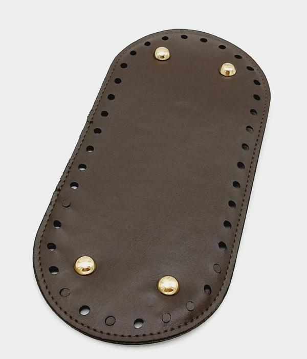 Çanta Aksesuar Suni Deri Kahverengi 25X12 cm Oval Çanta Tabanı (Light Gold Aparatlı) - Image 1