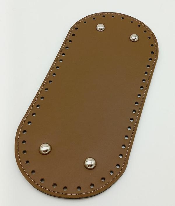 Çanta Aksesuar Suni Deri Vizon Renk 25X12 cm Oval Çanta Tabanı (Gümüş Aparatlı) - Image 1