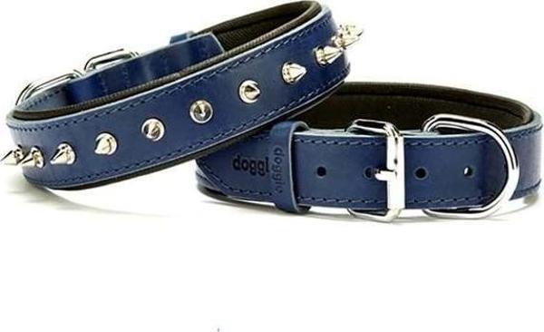 Doggie Comfort Deri Çivili Köpek Boyun Tasması Medium Mavi 3x42-50 Cm - Image 1