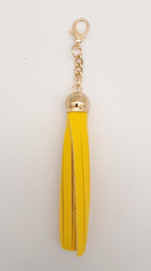 Çanta Aksesuar Sarı Suni Deri Kovanlı Püskül Light Gold Metalli - Image 1