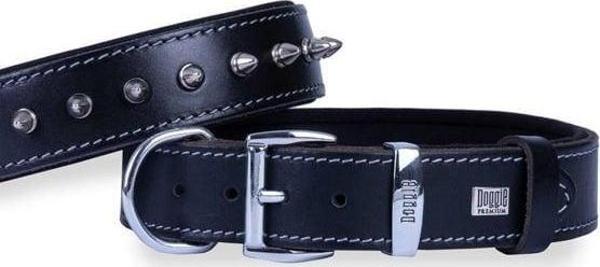 Doggie Comfort Deri Çivili Köpek Boyun Tasması Medium Siyah 3.5x47-55 Cm - Image 1