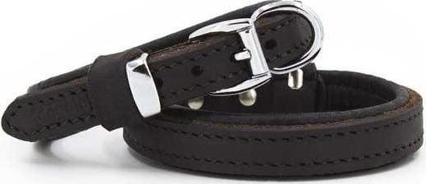 Doggie Yağlı Deri Köpek Boyun Tasması Medium Kahverengi 1.5x25-30 Cm - Image 1