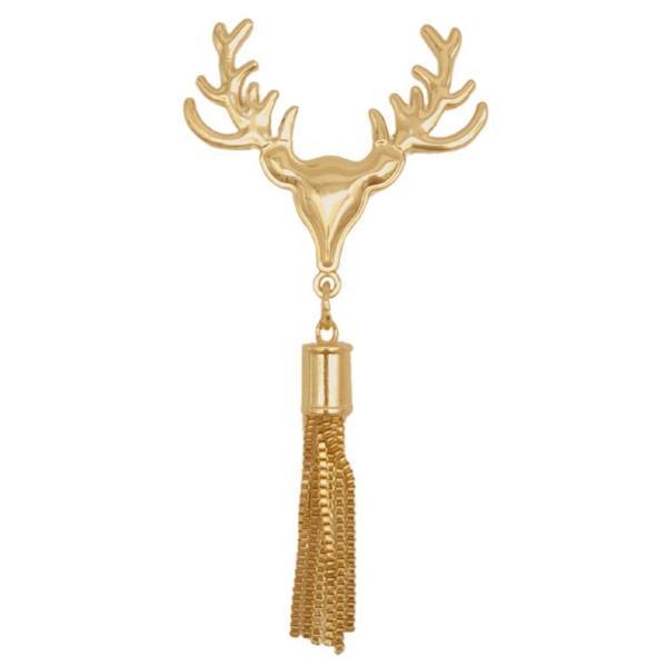 Çanta Aksesuar Light Gold Renk Püsküllü Geyik Model Çanta Süsü - Image 1