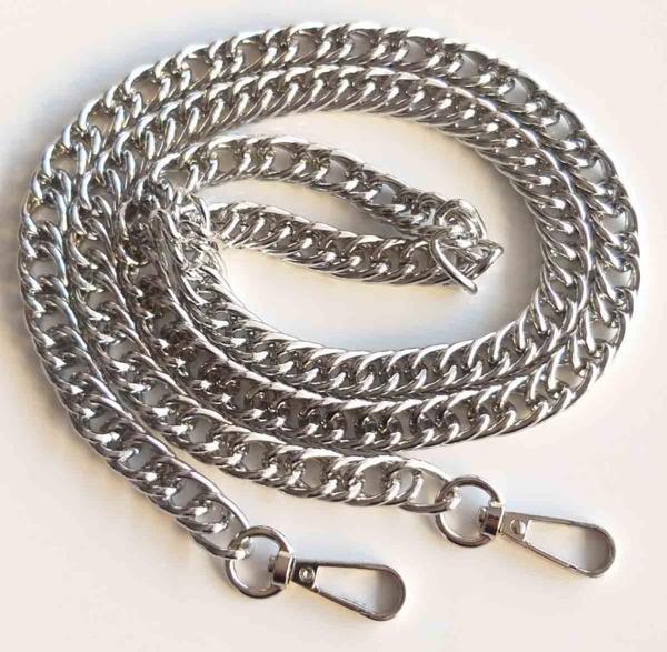 Çanta Aksesuar Çift Halkalı Gümüş Zincir Kancalı 120 Cm - Image 1