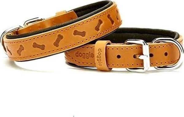 Doggie Comfort Deri Kemik Desenli Köpek Boyun Tasması Medium Camel 2.5x37-45 Cm - Image 1