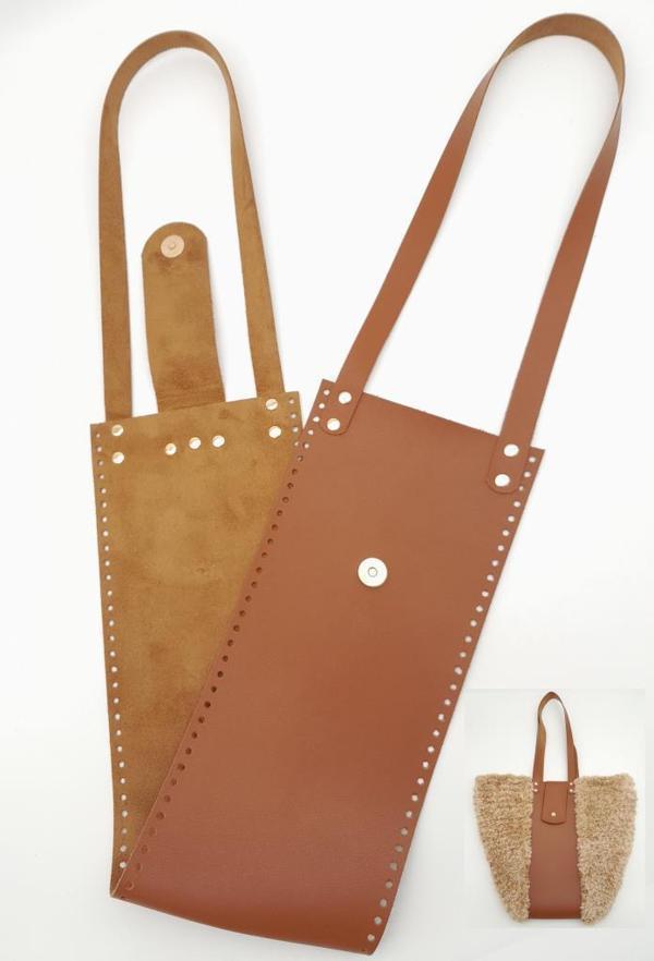 Çanta Aksesuar Suni Deri Kova Model Taba Renk Çanta Deri Seti Light Gold Metal - Image 1