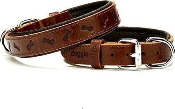Doggie Comfort Deri Kemik Desenli Köpek Boyun Tasması Medium Kahverengi 2.5x37-45 Cm - Image 1