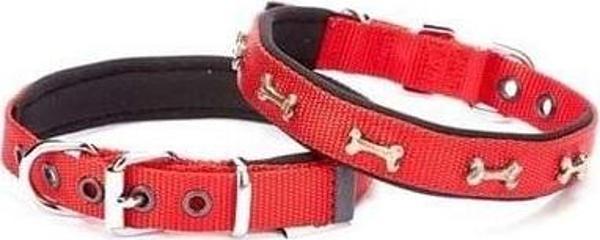 Doggie Comfort Dokuma Kemikli Köpek Boyun Tasması Medium Kırmızı 2x35-40 Cm - Image 1