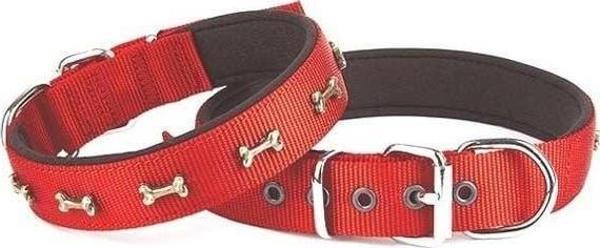 Doggie Comfort Dokuma Kemikli Köpek Boyun Tasması Medium Kırmızı 3x42-50 Cm - Image 1
