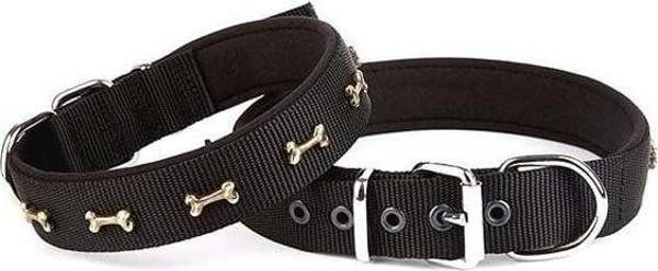 Doggie Comfort Dokuma Kemikli Köpek Boyun Tasması Medium Siyah 2.5x37-45 Cm - Image 1