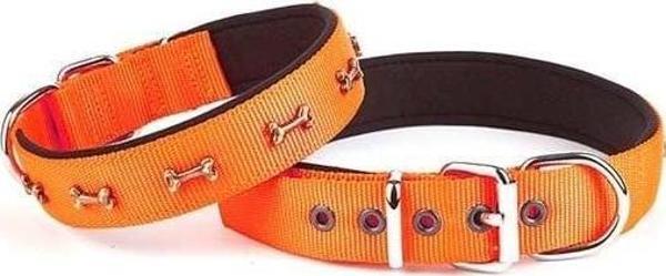 Doggie Comfort Dokuma Kemikli Köpek Boyun Tasması Medium Turuncu 2.5x37-45 Cm - Image 1