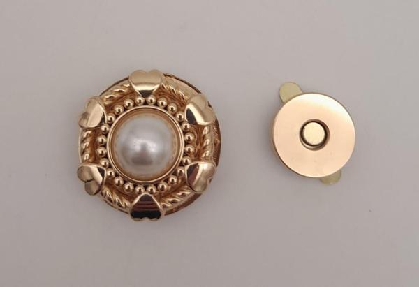 Çanta Aksesuar Light Gold İncili Mıknatıslı Kilit No:86 - Image 1