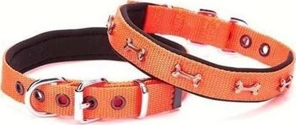 Doggie Comfort Dokuma Kemikli Köpek Boyun Tasması Medium Turuncu 2x35-40 Cm - Image 1
