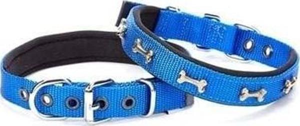 Doggie Comfort Dokuma Kemikli Köpek Boyun Tasması Small Mavi 2x30-35 Cm - Image 1