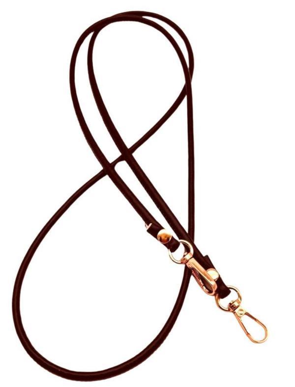 Çanta Aksesuar Koyu Kahve  Renk 5 mm Suni Deri Spagetti Model Çanta Sapı Light Gold Metal - Image 1