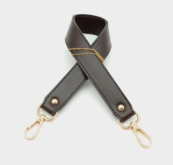 Çanta Aksesuar Kahverengi Renk 42X2.5 Cm Kancalı Sap Light Gold Metalli - Image 1
