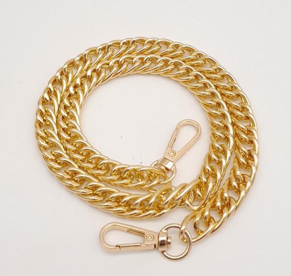 Çanta Aksesuar 60 cm Light Gold Renk Kancalı Çift Halkalı Çanta Zinciri - Image 1