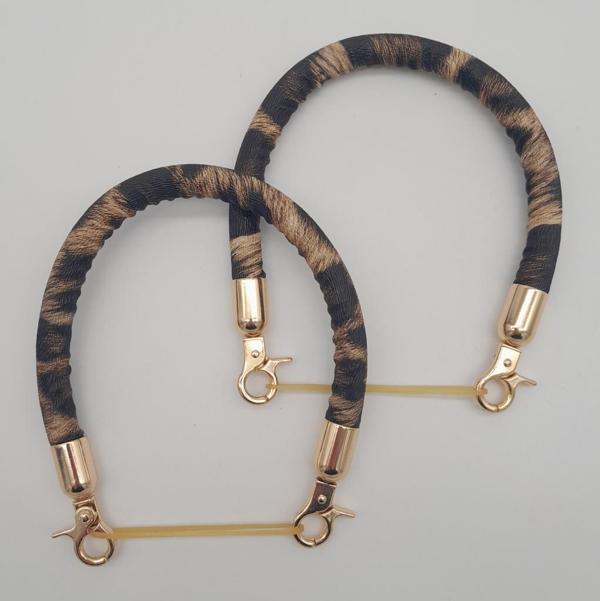 Çanta Aksesuar Çift Kısa Kordon Çanta Sapı Leopar Light Gold Metalli - Image 1