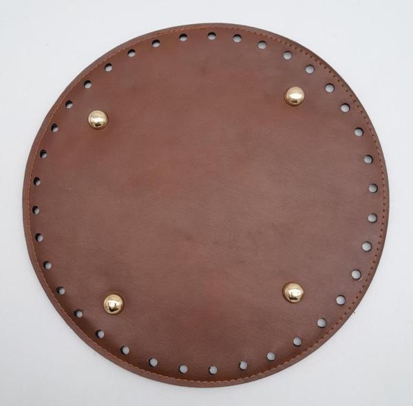 Çanta Aksesuar Taba Suni Deri 22 cm Yuvarlak Çanta Tabanı Light Gold Metalli - Image 1