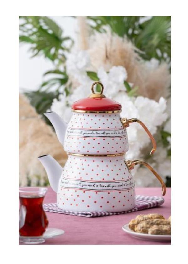 Acar XAP-06499 Qualita-Enjoy Doroty Alt-Üst Emaye Çaydanlık Tk.  - Image 1