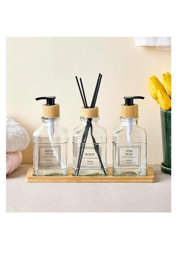 Perotti Sıvı Sabunluk Seti 3 Lü Bambu Altlıklı Rogan 18045 4869 - Image 1