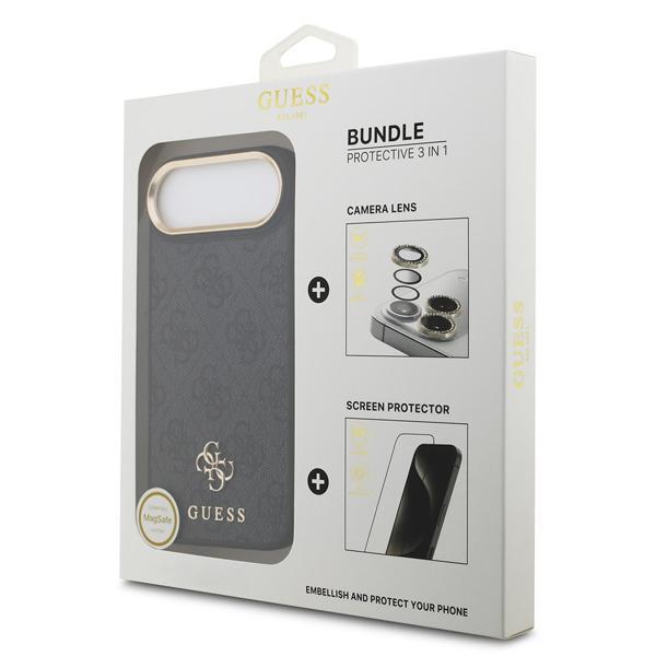 Guess İphone 17 Air Lisanslı 4G Ve Yazı Logolu Kılıf&Ekran&Lens Koruyucu 3İn1 Aksesuar Seti Siyah - Image 1