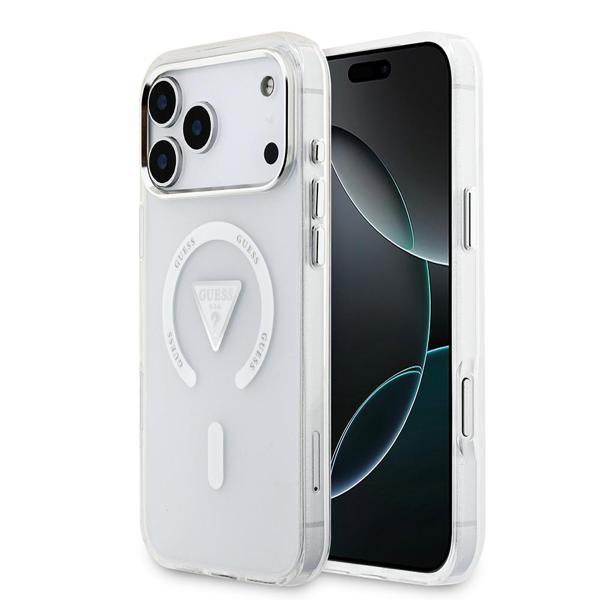 Guess İphone 17 Pro Max Kılıf Lisanslı M-Safeli Iml Baskıüçgen Logolu Metal Kamera Çerçeveli Şeffaf - Image 1