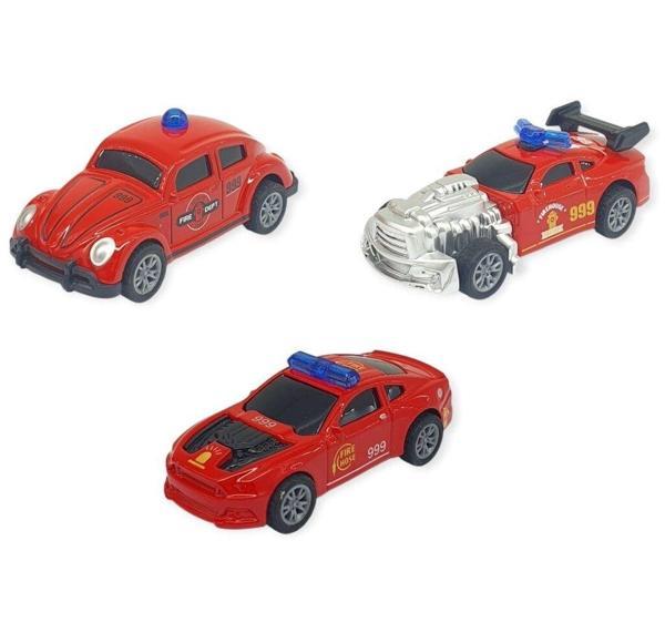 Çek Bırak Metal Küçük Arabalar 3'lü 8 cm - İtfaiye Araçları - Image 1