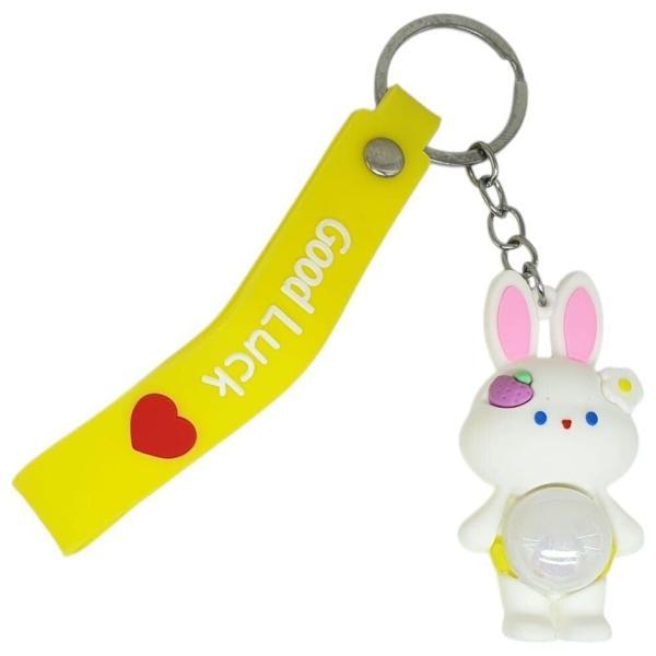 Figürlü ve Işıklı Silikon Anahtarlık -  Tavşan - Sarı - Image 1