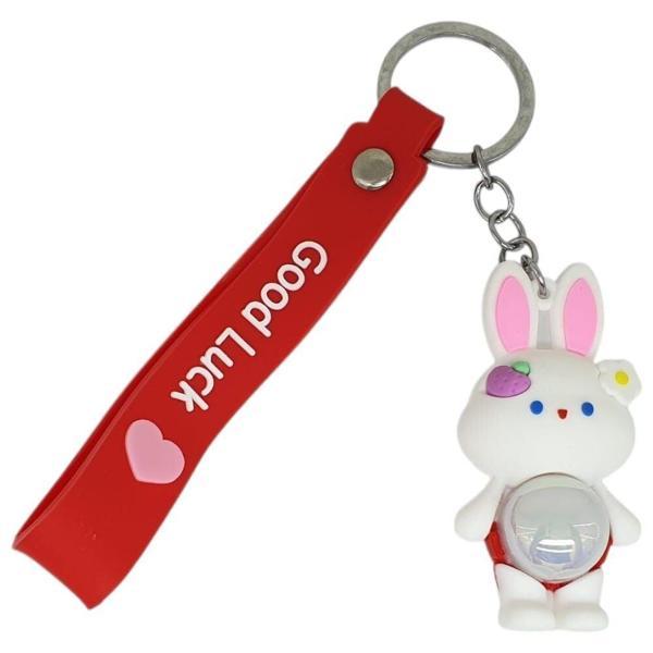 Figürlü ve Işıklı Silikon Anahtarlık -  Tavşan - Kırmızı - Image 1