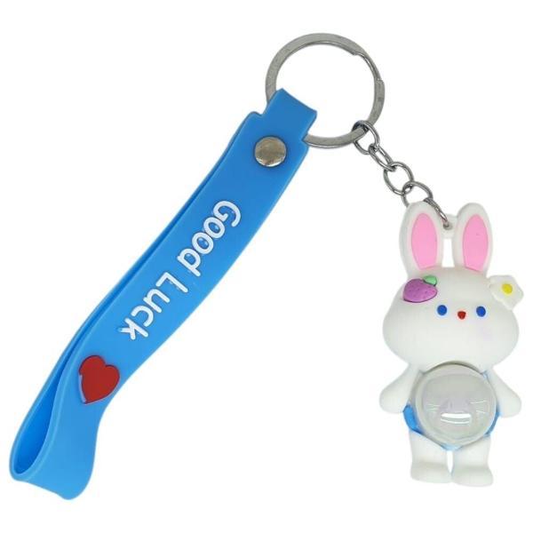 Figürlü ve Işıklı Silikon Anahtarlık -  Tavşan - Mavi - Image 1