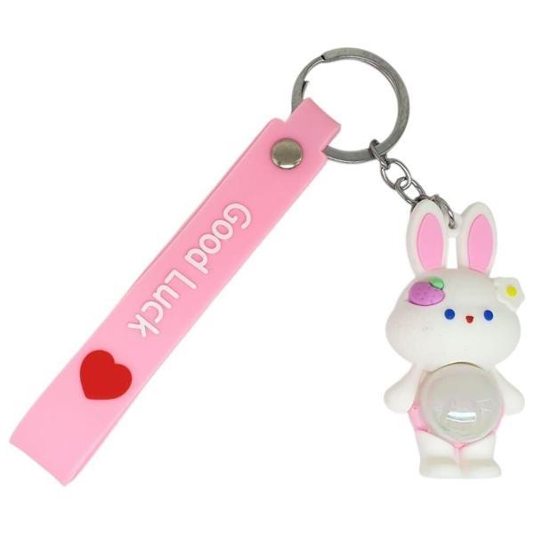 Figürlü ve Işıklı Silikon Anahtarlık -  Tavşan - Pembe - Image 1