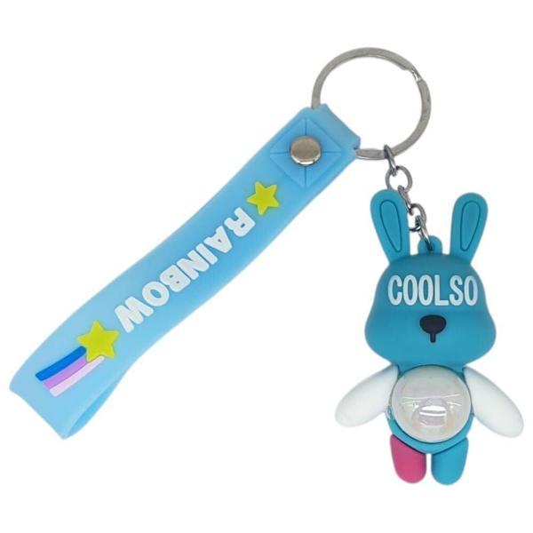 Figürlü ve Işıklı Silikon Anahtarlık -  Tavşan - Açık Mavi - Image 1