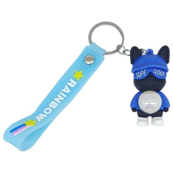 Figürlü ve Işıklı Silikon Anahtarlık -  Supe Rock - Mavi - Image 1